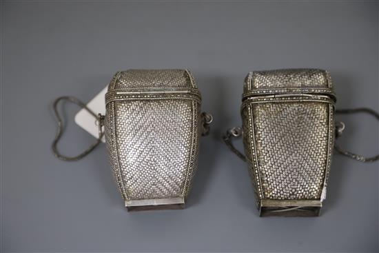 A pair of early 20th century Japanese silver hanging baskets